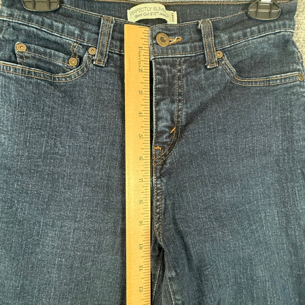 Levis Perfectly Slimming Boot Cut 512 Jeans Dark Wash Denim 8 Stretch Retro Chic - Picture 6 of 11